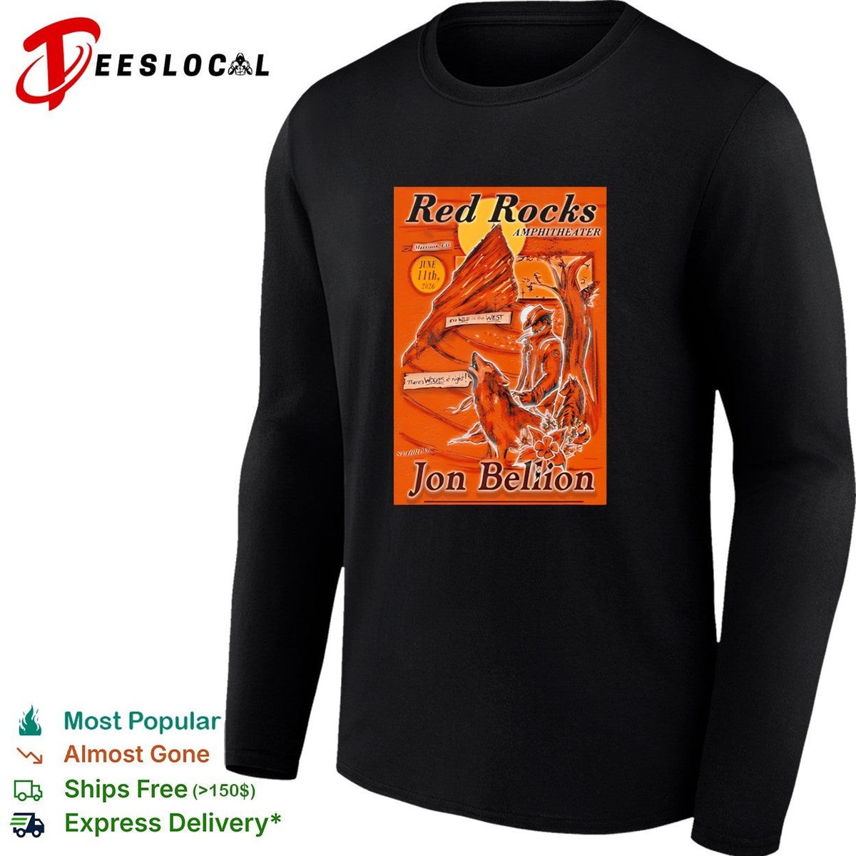 Red Rocks Amphitheater concert poster cowboy deer art June 2026 shirt Unisex