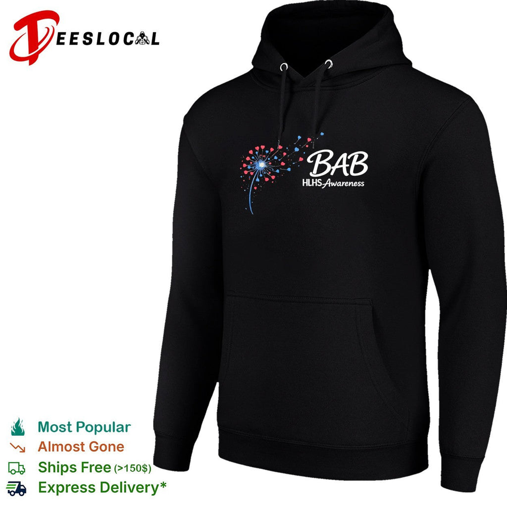 Bab HLHS Awareness dandelion heart illustration custom design on a black shirt Unisex