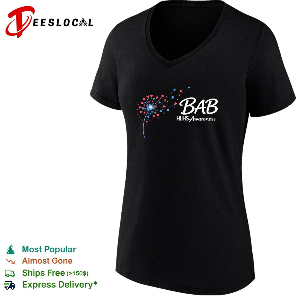Bab HLHS Awareness dandelion heart illustration custom design on a black shirt Unisex