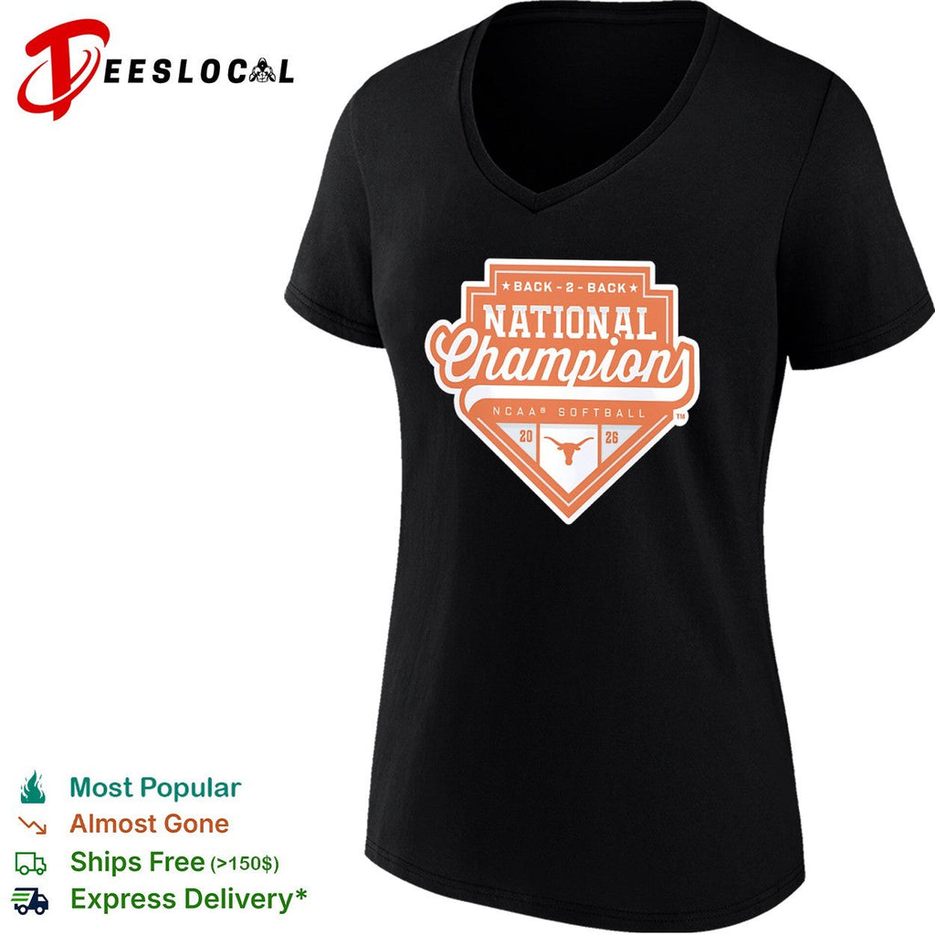 Back 2 Back National Champion Texas Longhorns NCAA Softball 2026 shirt Unisex
