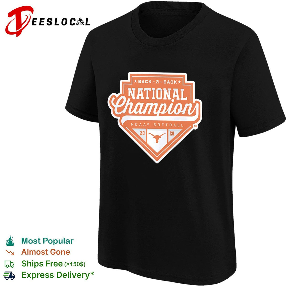 Back 2 Back National Champion Texas Longhorns NCAA Softball 2026 shirt Unisex