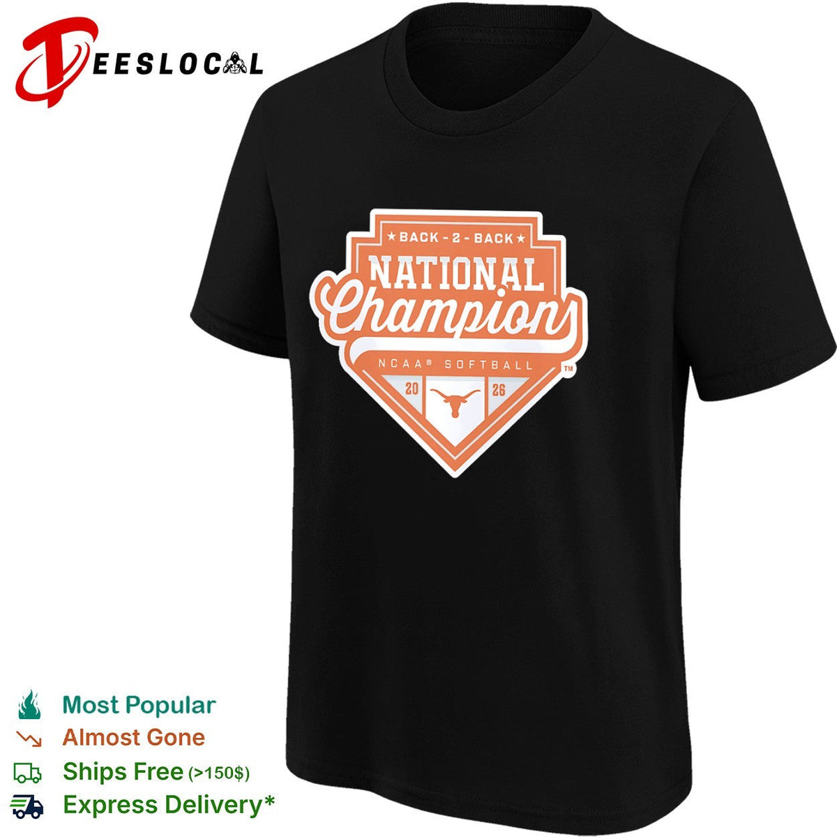 Back 2 Back National Champions Texas Longhorns NCAA Softball 2026 shirt Unisex