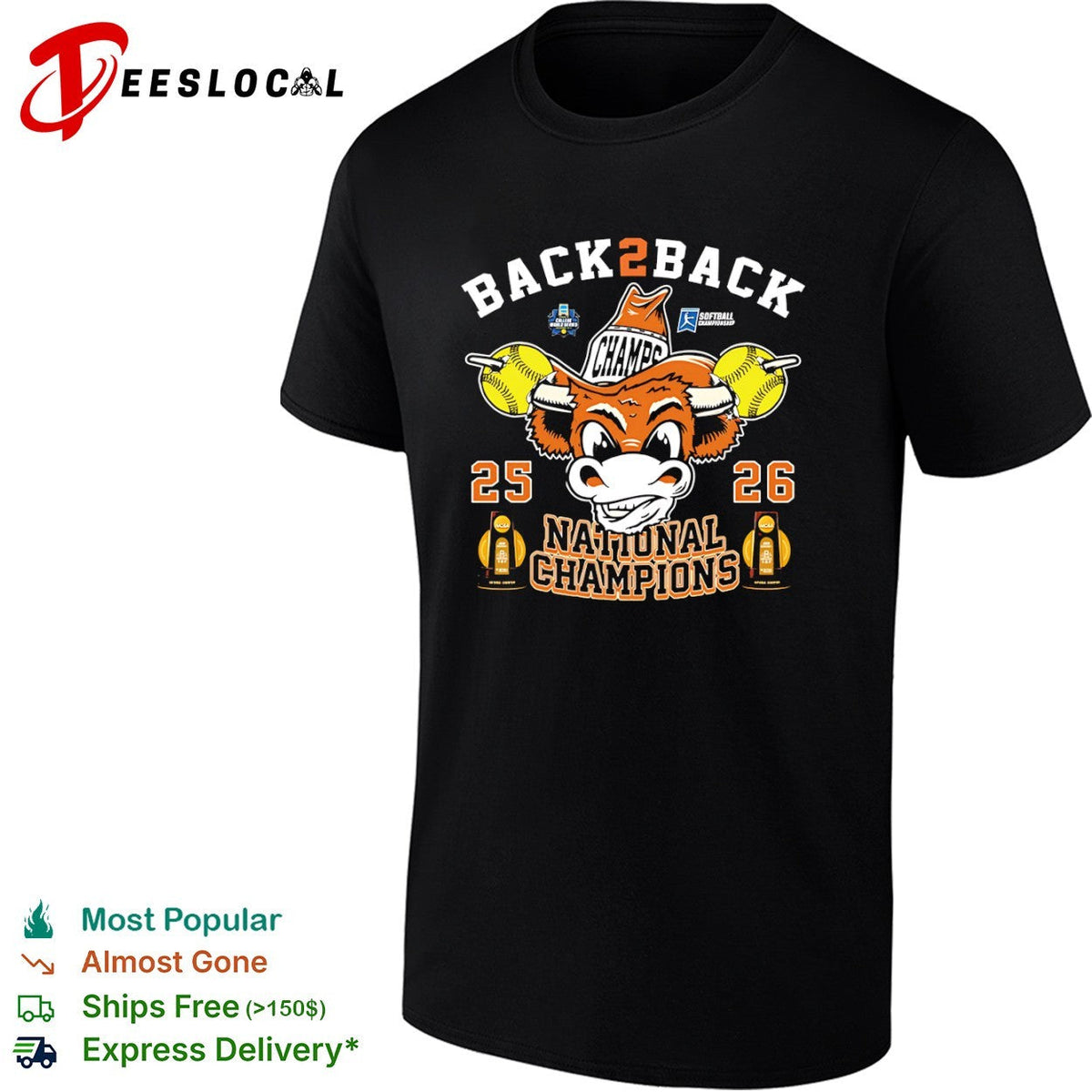 Back2Back 25 26 National Champions Texas Longhorns NCAA Softball Championship shirt Unisex