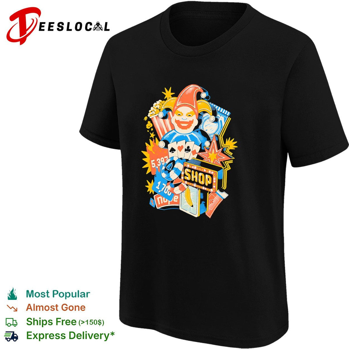 Balatro Joker 5387 1700 Nope Shop Playing Cards Casino Video Game Inspired shirt Unisex