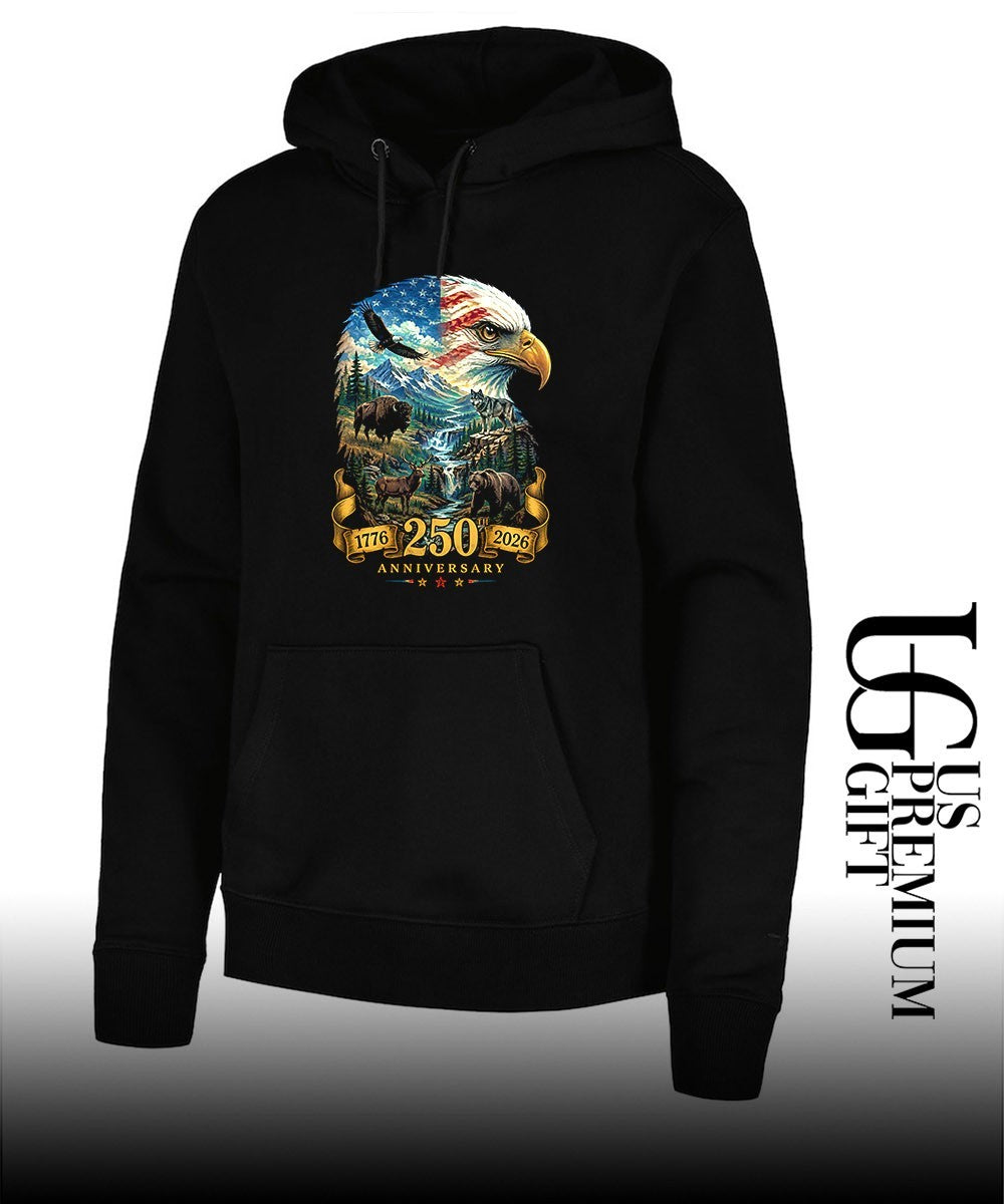 Bald Eagle American Bison Wolf Deer Bear 250th Anniversary 1776-2026 shirt Unisex