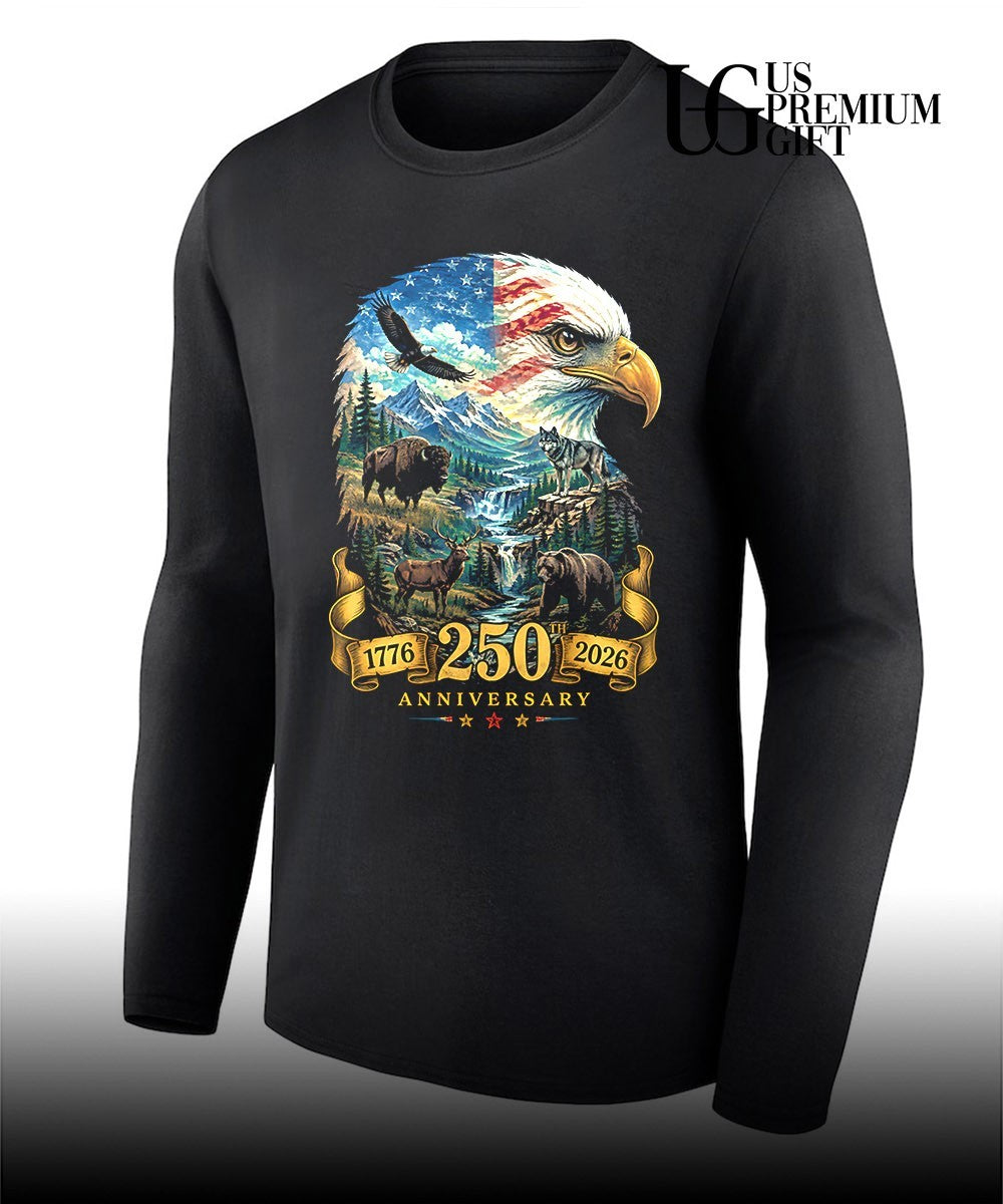 Bald Eagle American Bison Wolf Deer Bear 250th Anniversary 1776-2026 shirt Unisex
