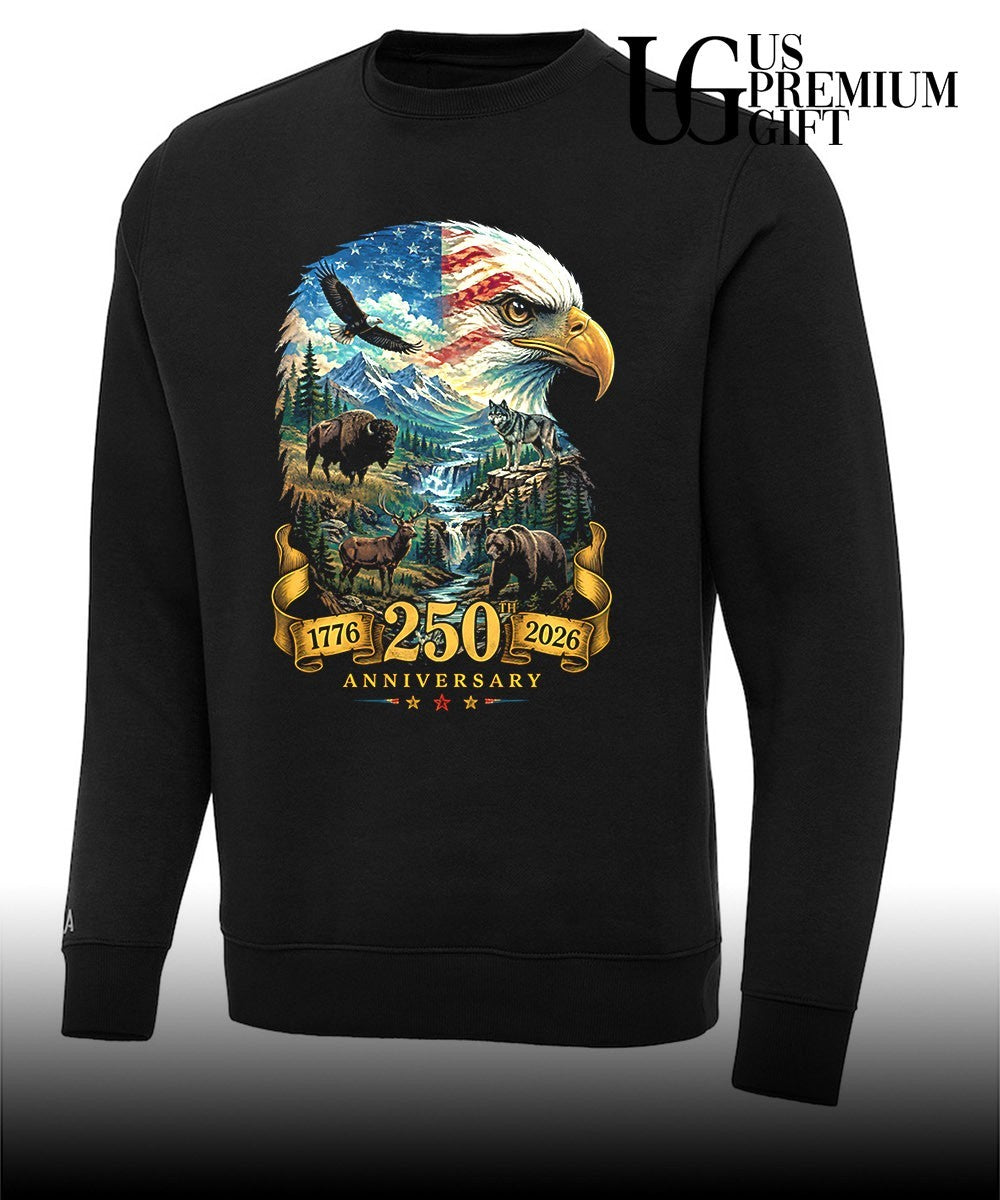Bald Eagle American Bison Wolf Deer Bear 250th Anniversary 1776-2026 shirt Unisex