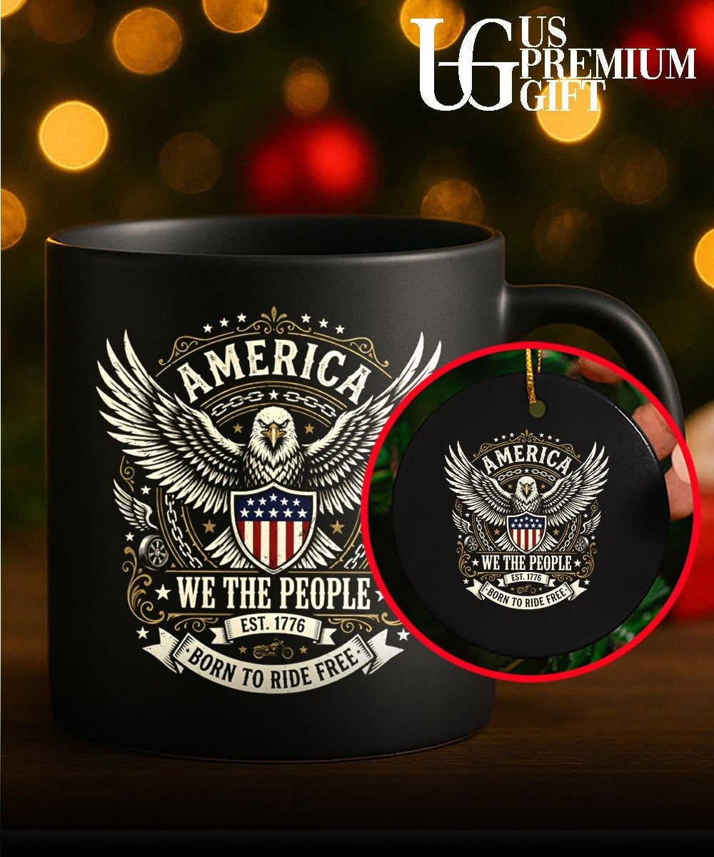 Bald Eagle Motorcycle America We the People Est 1776 Born to Ride Free shirt Unisex