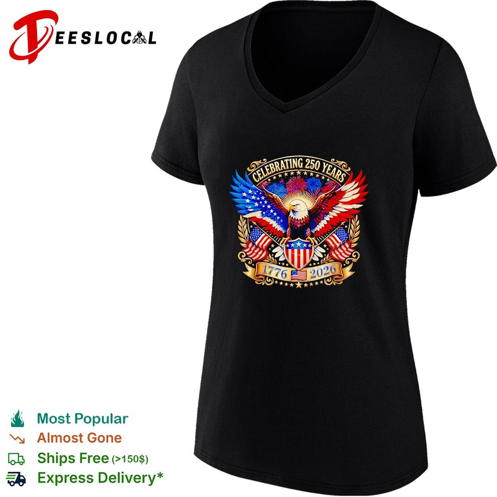 Bald eagle celebrating 250 years 1776 2026 gold patriotic USA shirt Unisex