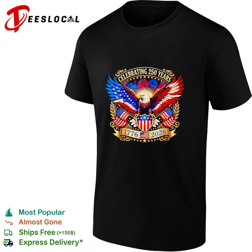 Bald eagle celebrating 250 years 1776 2026 gold patriotic USA shirt Unisex