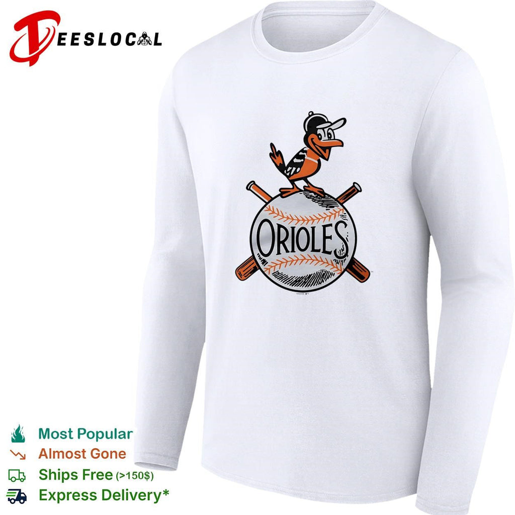 Baltimore Orioles vintage bird perched on baseball logo shirt Unisex