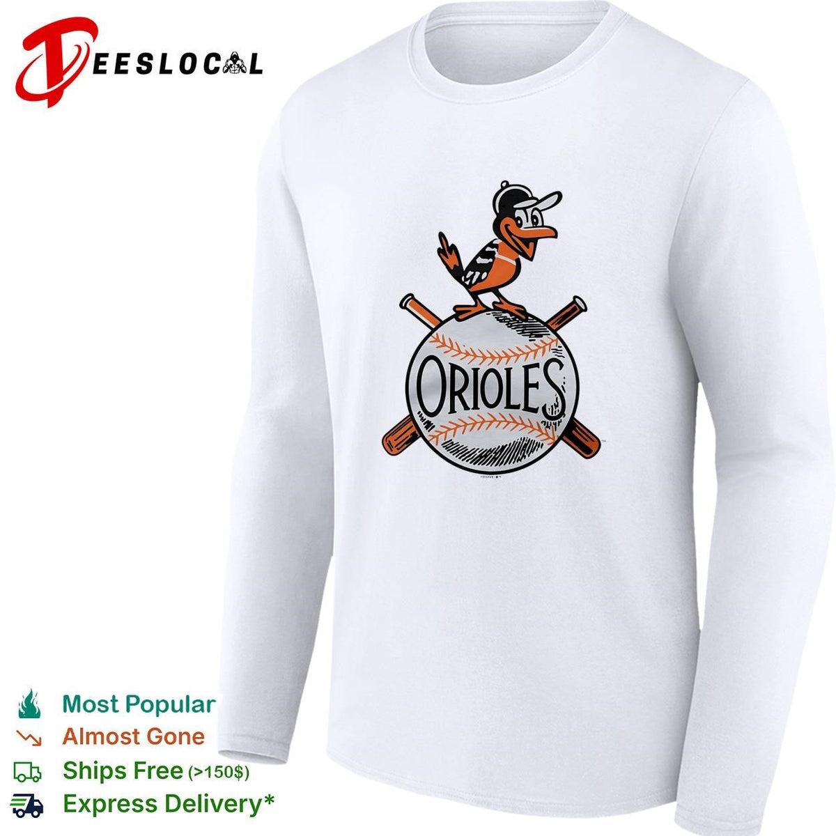 Baltimore Orioles vintage bird perched on baseball logo shirt Unisex