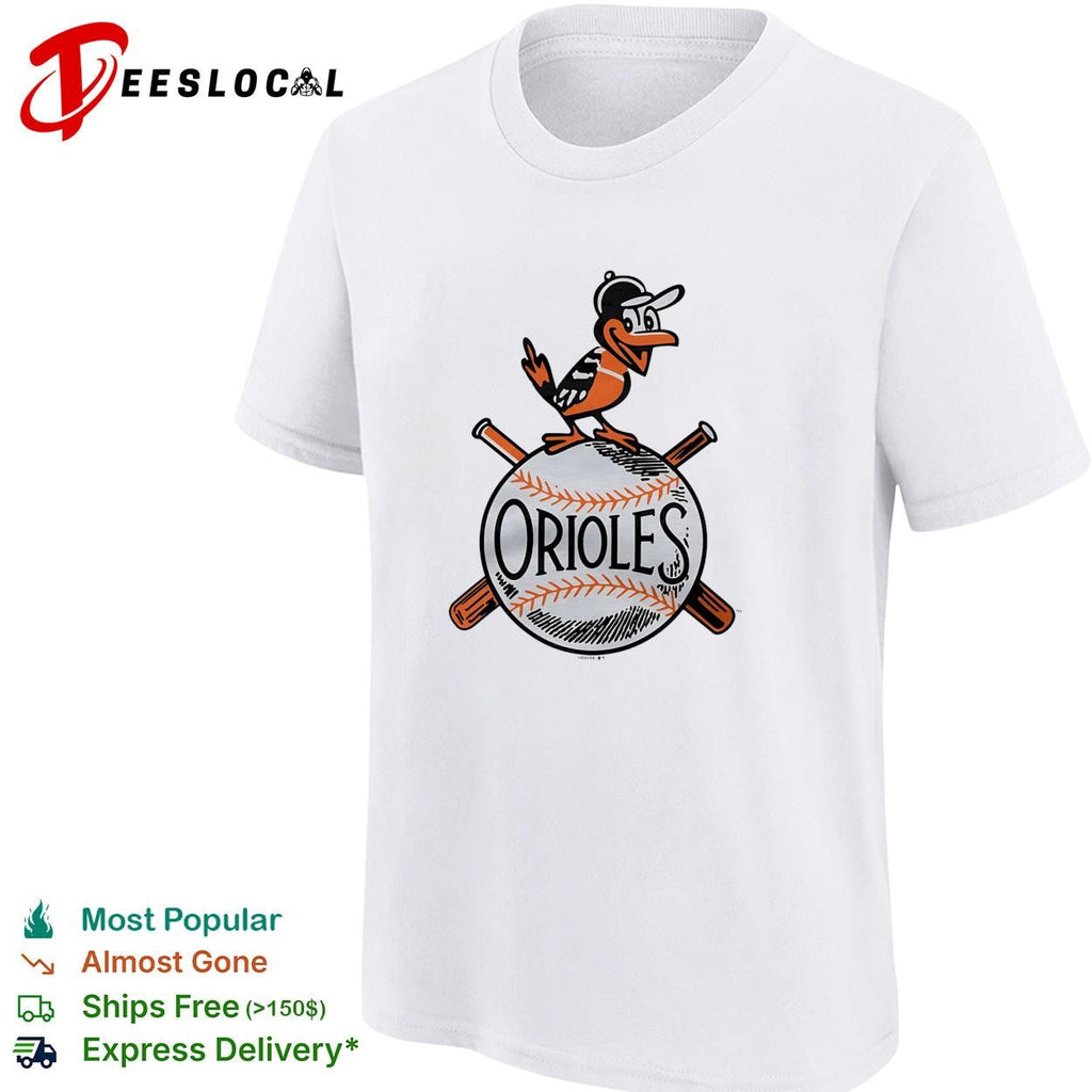 Baltimore Orioles vintage bird perched on baseball logo shirt Unisex