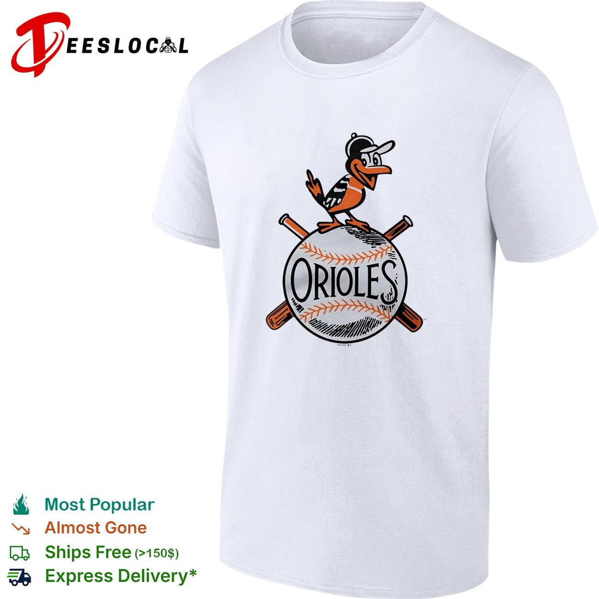 Baltimore Orioles vintage bird perched on baseball logo shirt Unisex