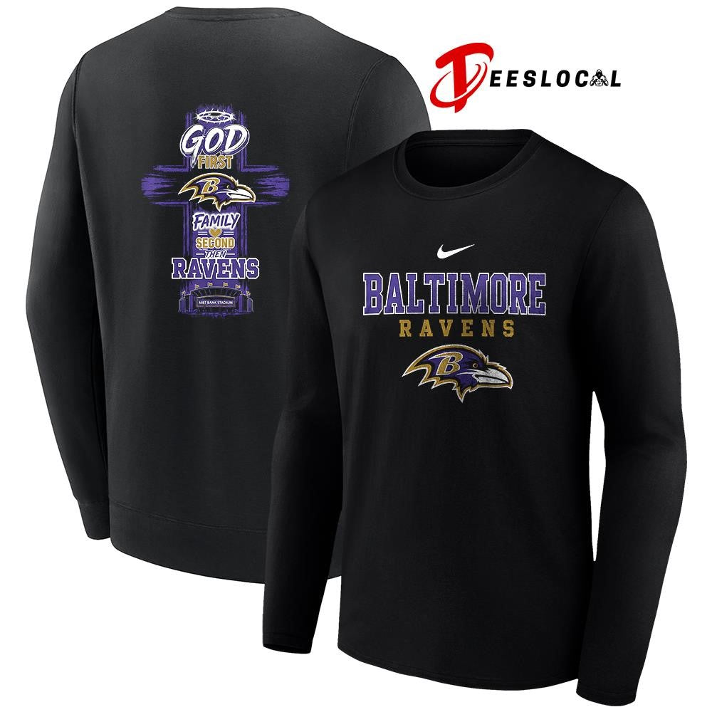 Baltimore Ravens God first family second cross shirt Unisex