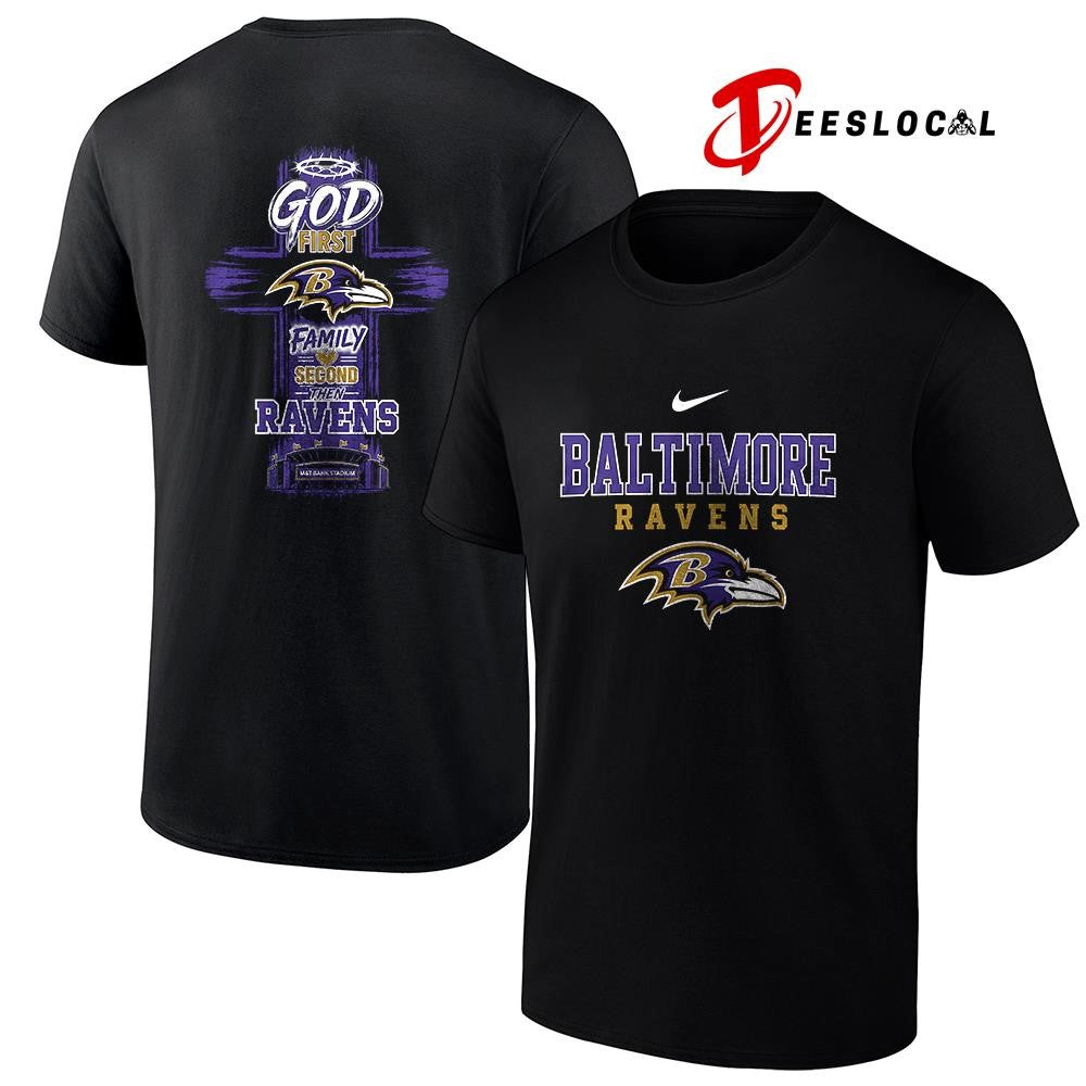 Baltimore Ravens God first family second cross shirt Unisex