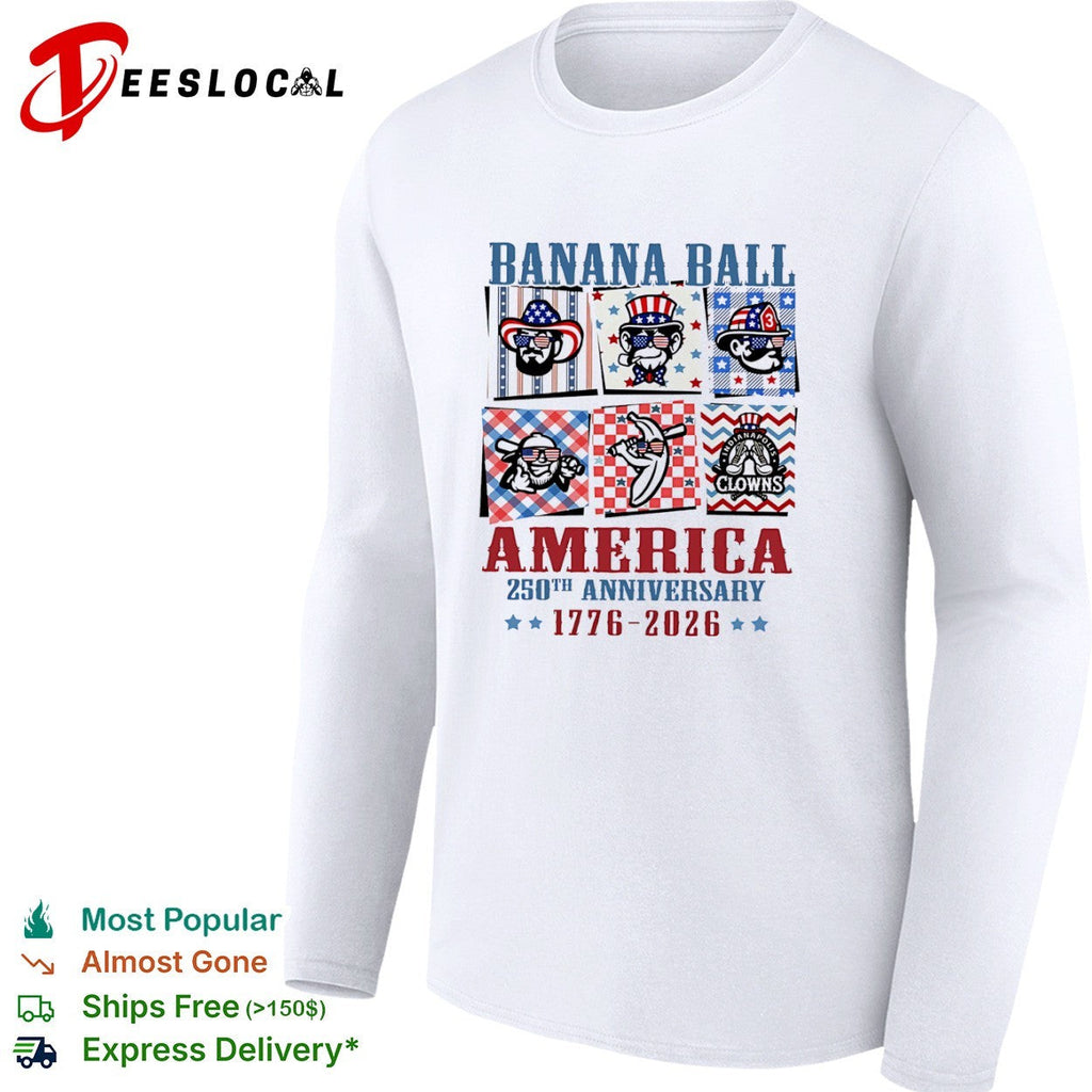 Banana Ball America 250th Anniversary 1776 2026 Indianapolis Clowns Baseball shirt Unisex