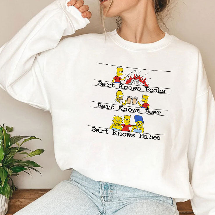 Bart Knows Books Bart Knows Beer Bart Knows Babes T Shirt Unisex