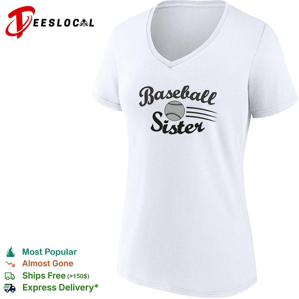 Baseball Sister sports design with flying ball motion lines print on a white shirt Unisex