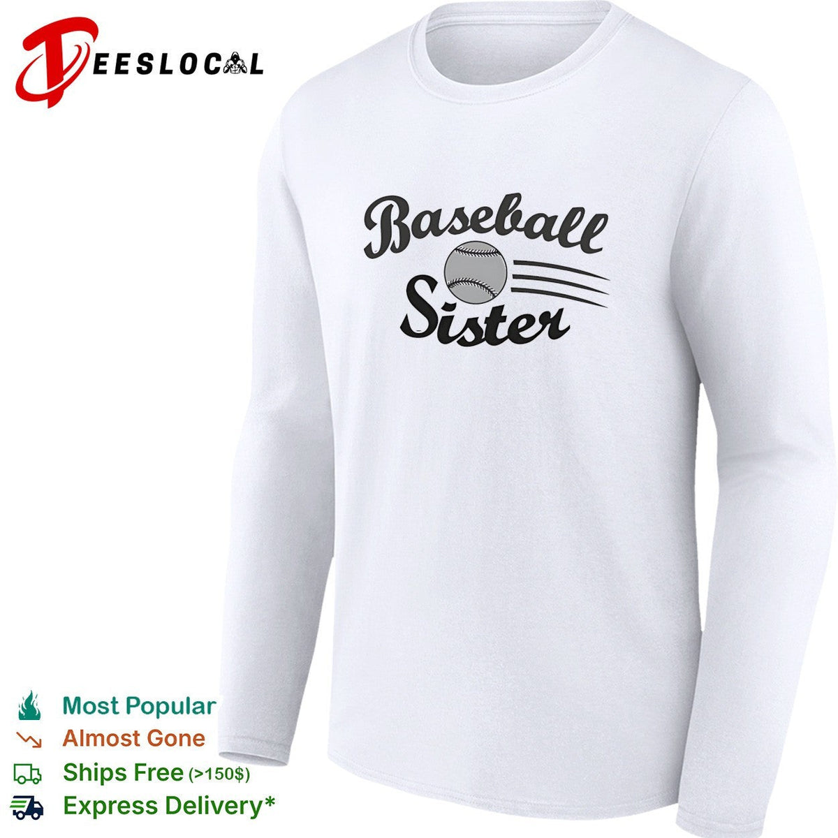 Baseball Sister sports design with flying ball motion lines print on a white shirt Unisex