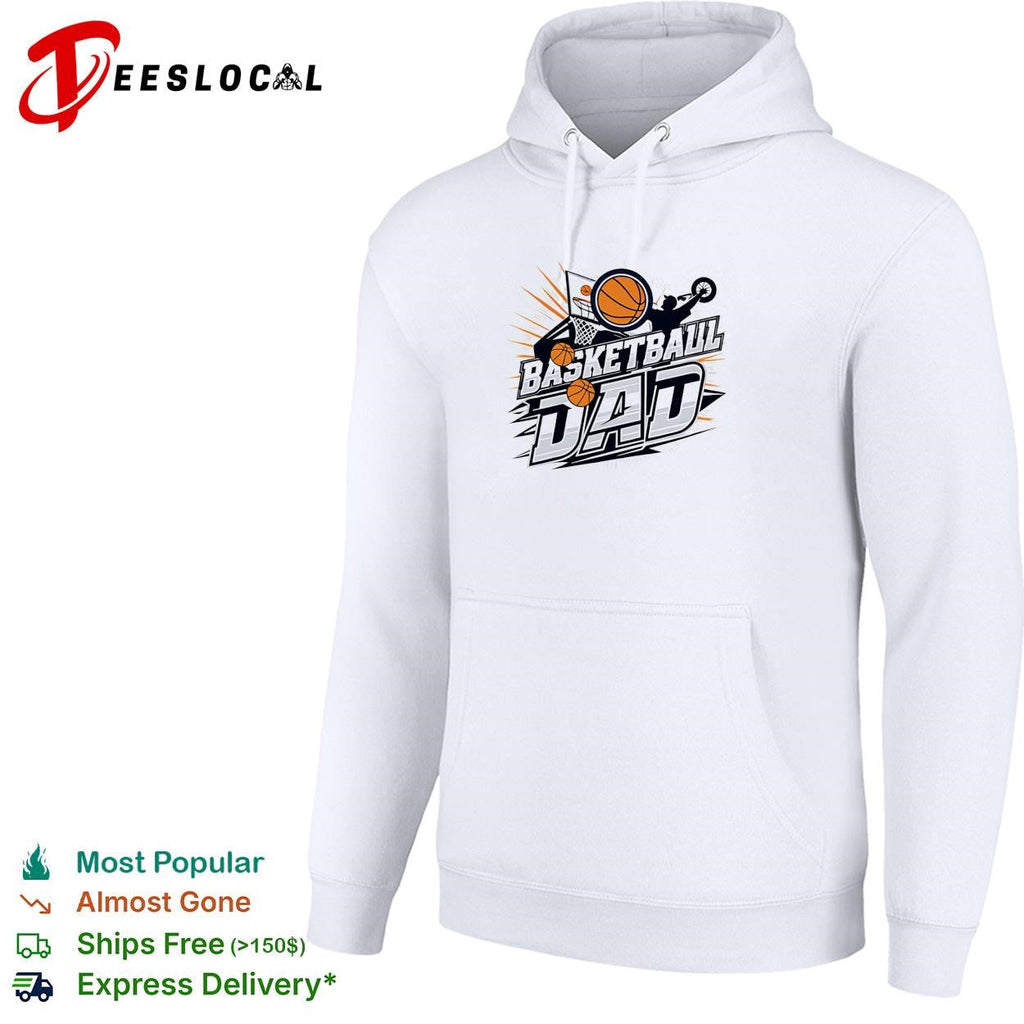 Basketball Dad bold action text hoop flying ball art shirt Unisex