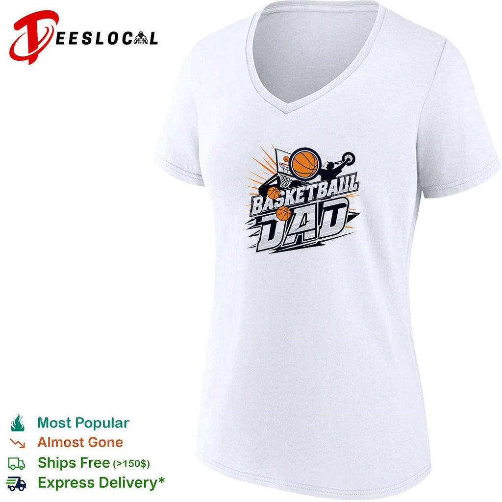 Basketball Dad bold action text hoop flying ball art shirt Unisex