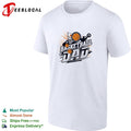 Basketball Dad bold action text hoop flying ball art shirt Unisex