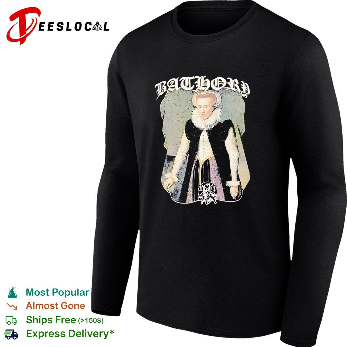 Bathory Elizabeth Bathory Heavy Metal Band Logo Goat Pentagram Black Metal shirt Unisex