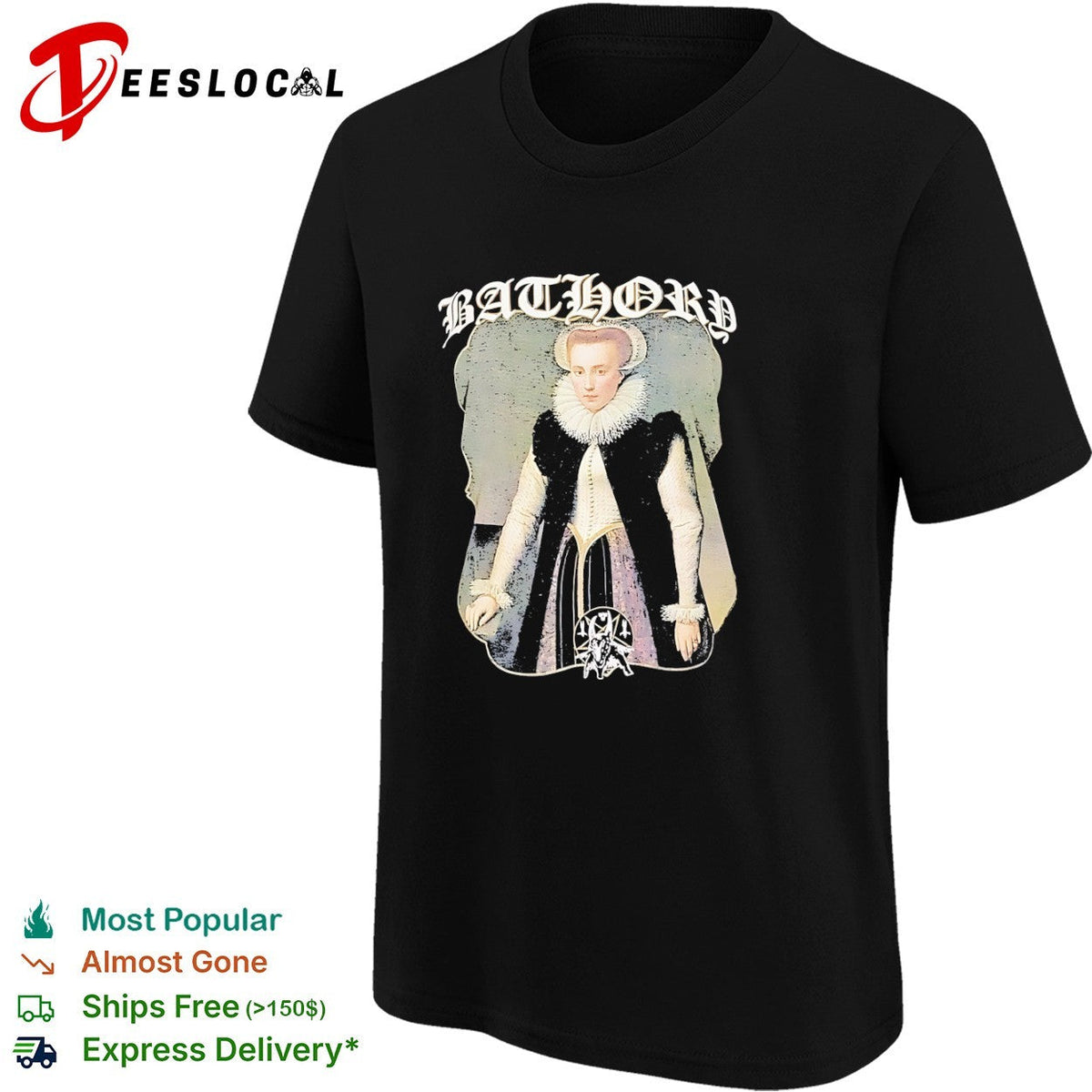 Bathory Elizabeth Bathory Heavy Metal Band Logo Goat Pentagram Black Metal shirt Unisex