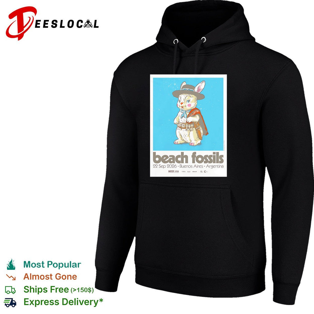 Beach Fossils tour poster rabbit in poncho Buenos Aires Argentina 2026 shirt Unisex