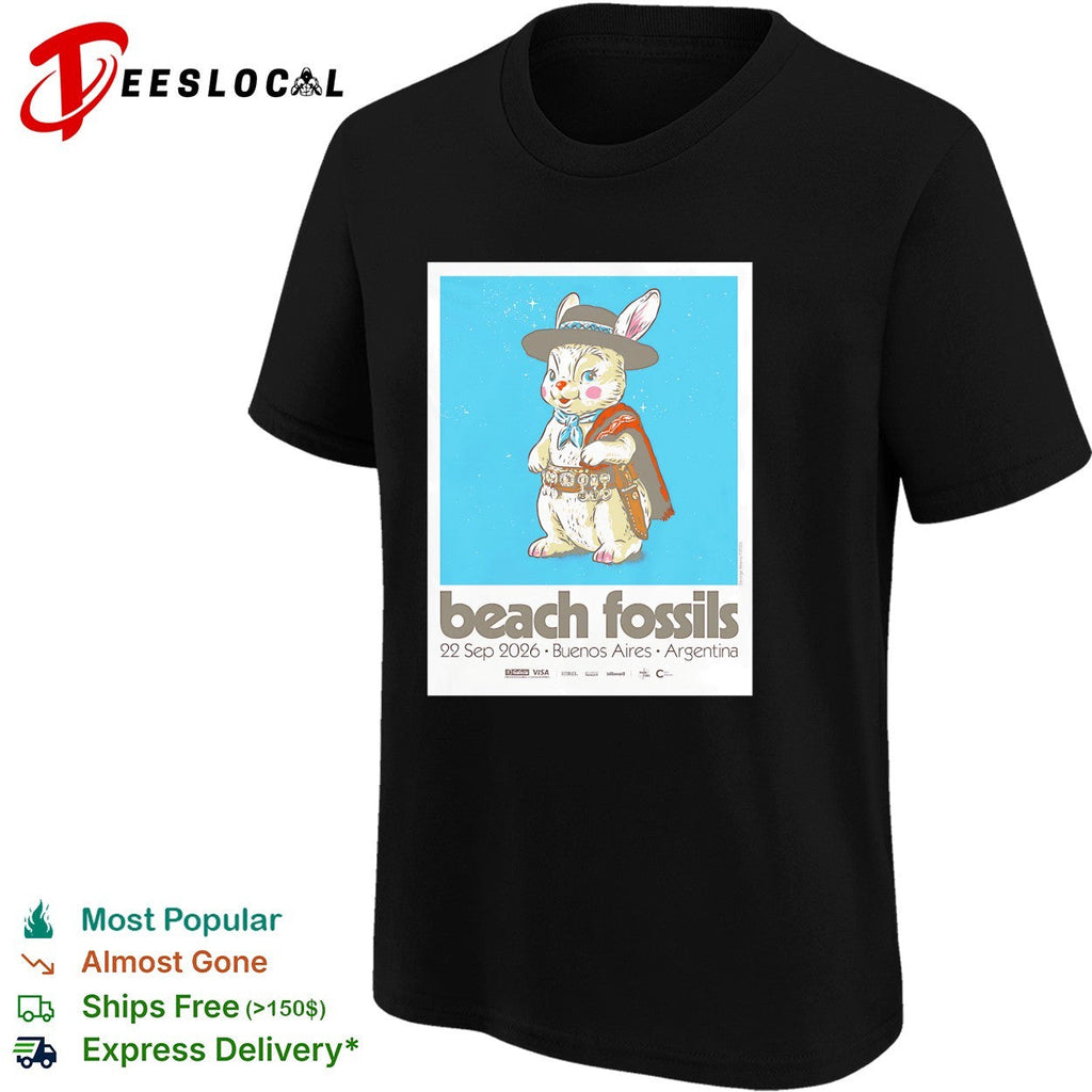 Beach Fossils tour poster rabbit in poncho Buenos Aires Argentina 2026 shirt Unisex
