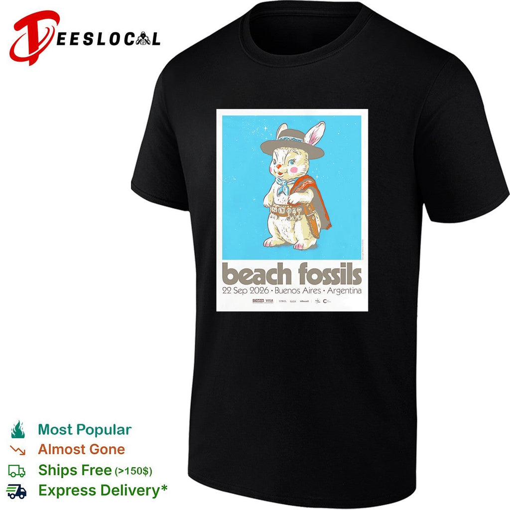 Beach Fossils tour poster rabbit in poncho Buenos Aires Argentina 2026 shirt Unisex