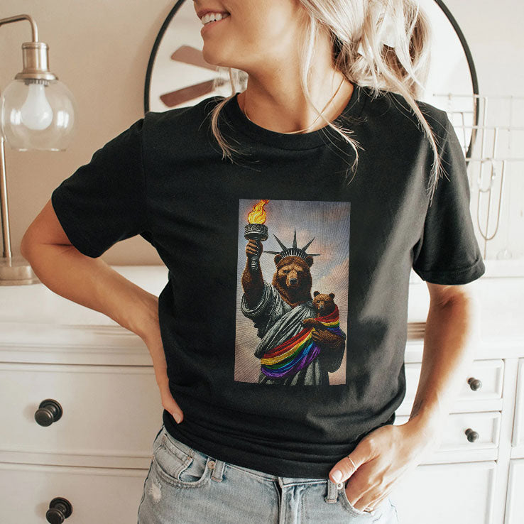 Bear Statue Of Liberty Pride T Shirt Unisex
