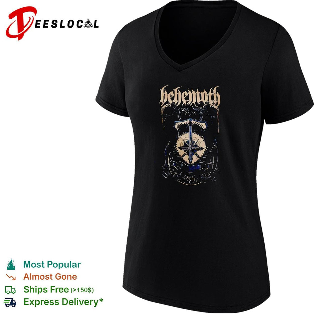 Behemoth Angelus Satani inverted cross shield logo crest death metal band shirt Unisex