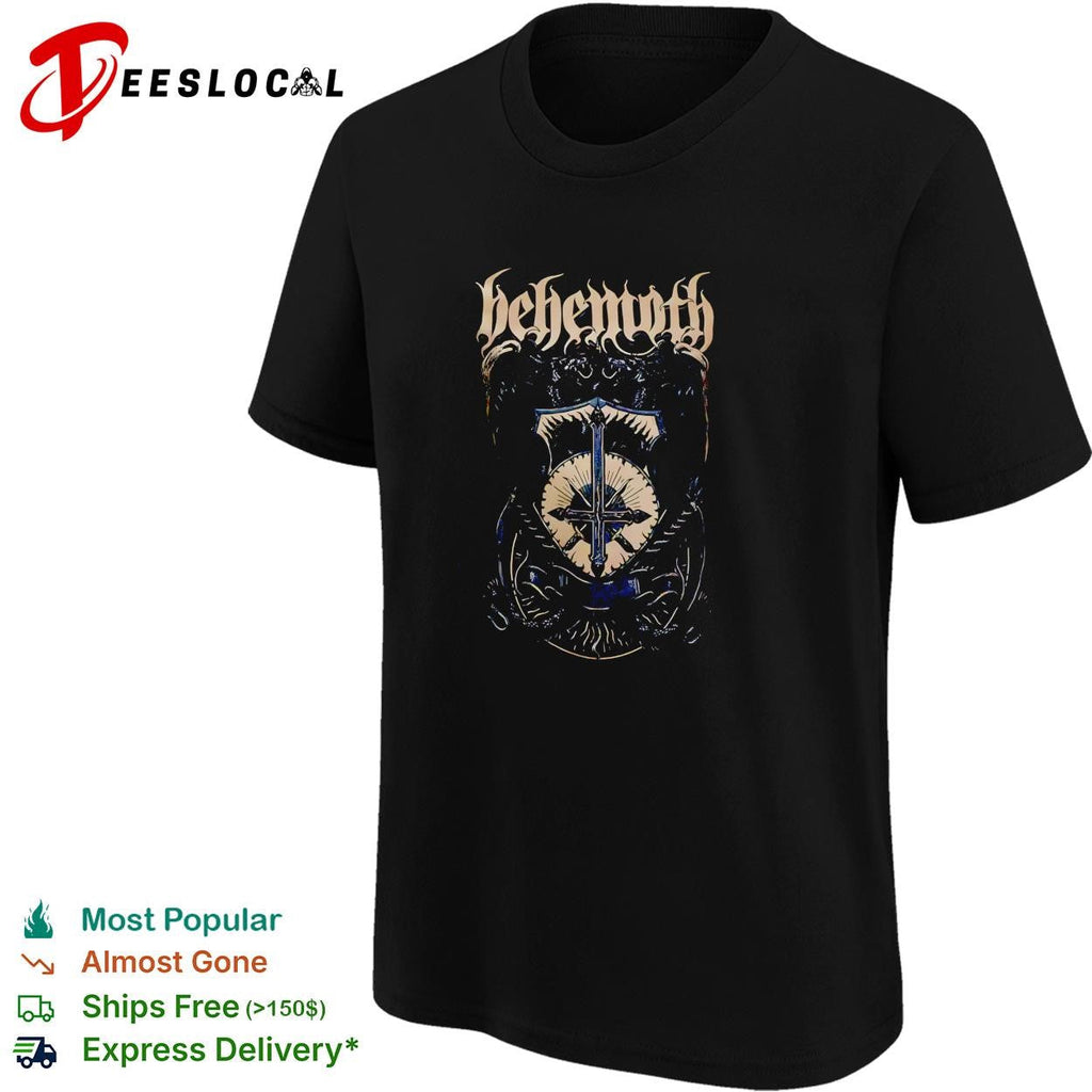 Behemoth Angelus Satani inverted cross shield logo crest death metal band shirt Unisex
