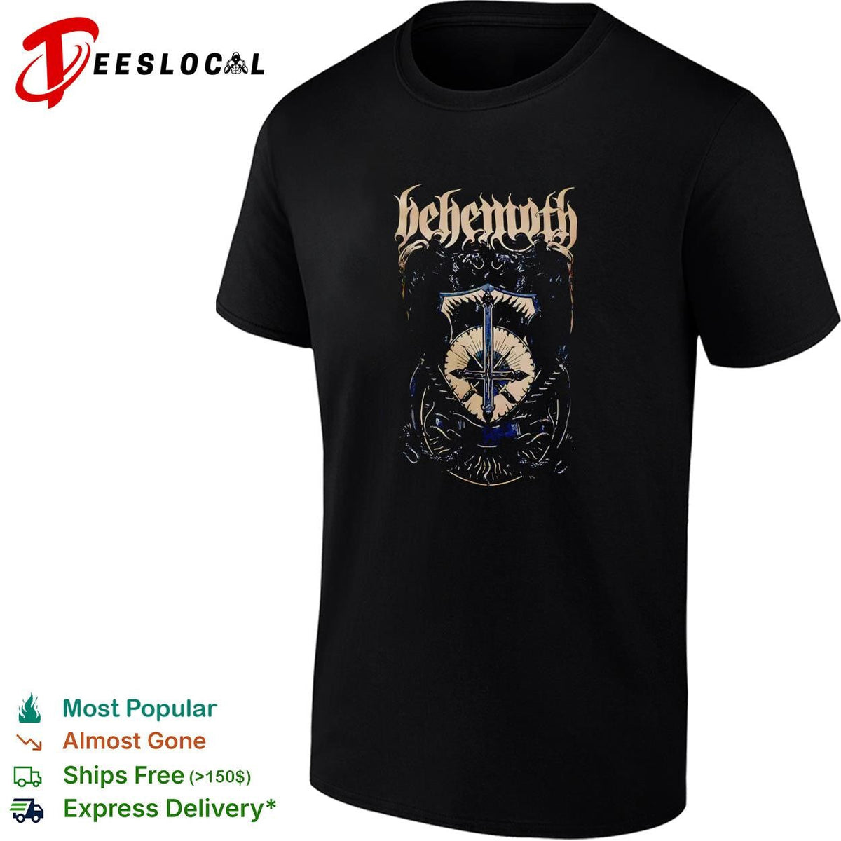 Behemoth Angelus Satani inverted cross shield logo crest death metal band shirt Unisex