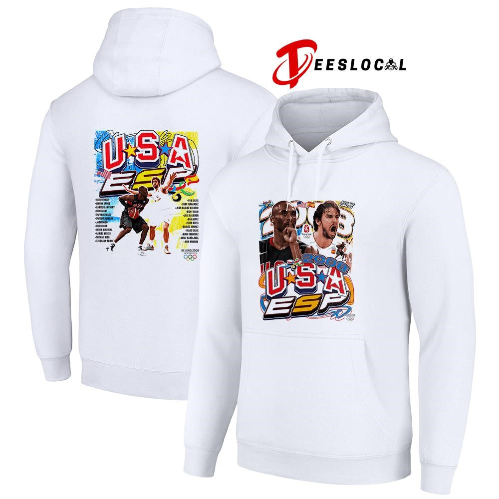 Beijing 2008 Spain Vs USA basketball team names roster graphic vintage shirt Unisex