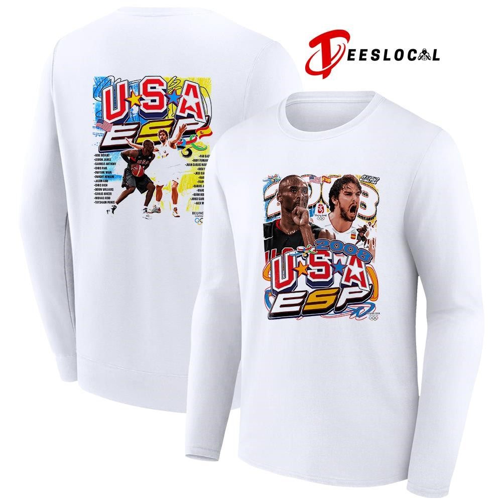 Beijing 2008 Spain Vs USA basketball team names roster graphic vintage shirt Unisex