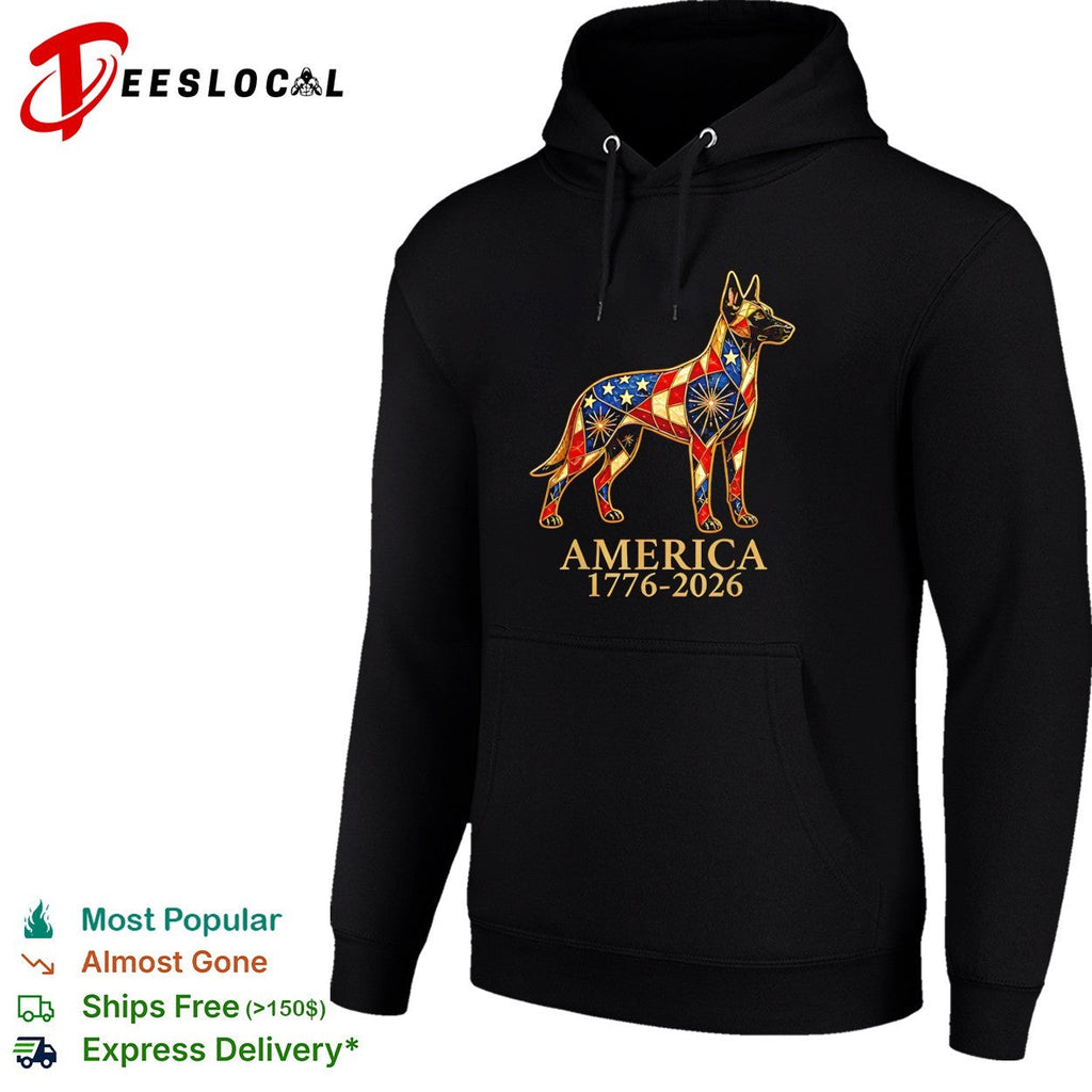 Belgian Malinois America 1776 2026 Patriotic Stained Glass Design Dog Lover shirt Unisex