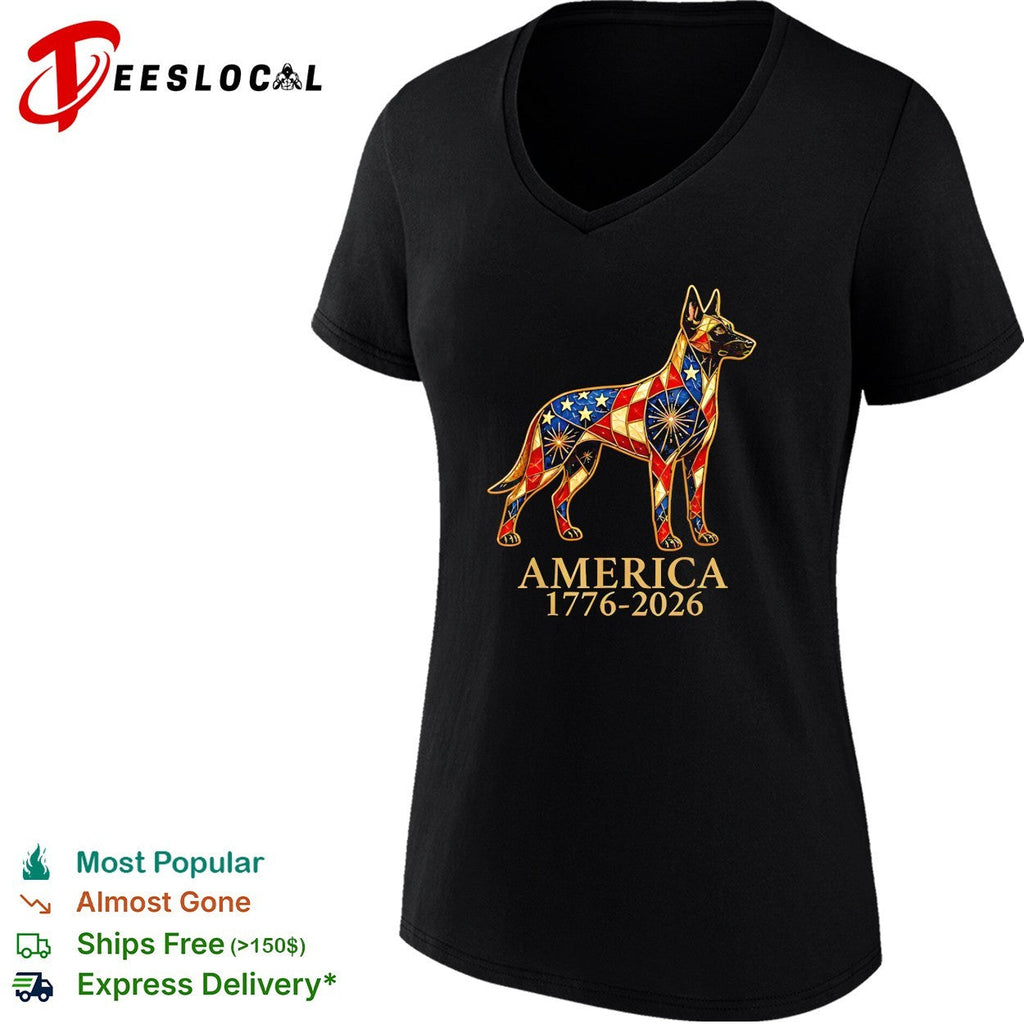 Belgian Malinois America 1776 2026 Patriotic Stained Glass Design Dog Lover shirt Unisex