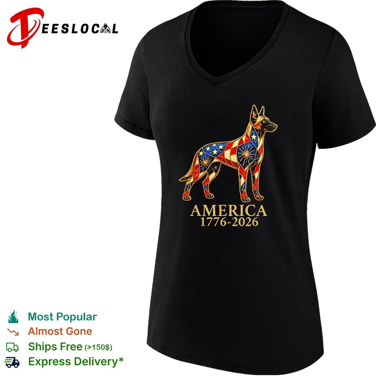 Belgian Malinois America 1776 2026 Patriotic Stained Glass Design Dog Lover shirt Unisex