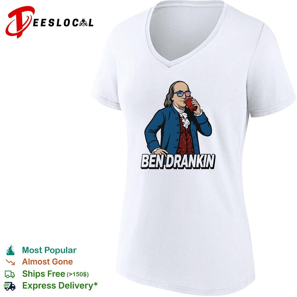 Ben Drankin Benjamin Franklin parody sunglasses drink humor shirt Unisex