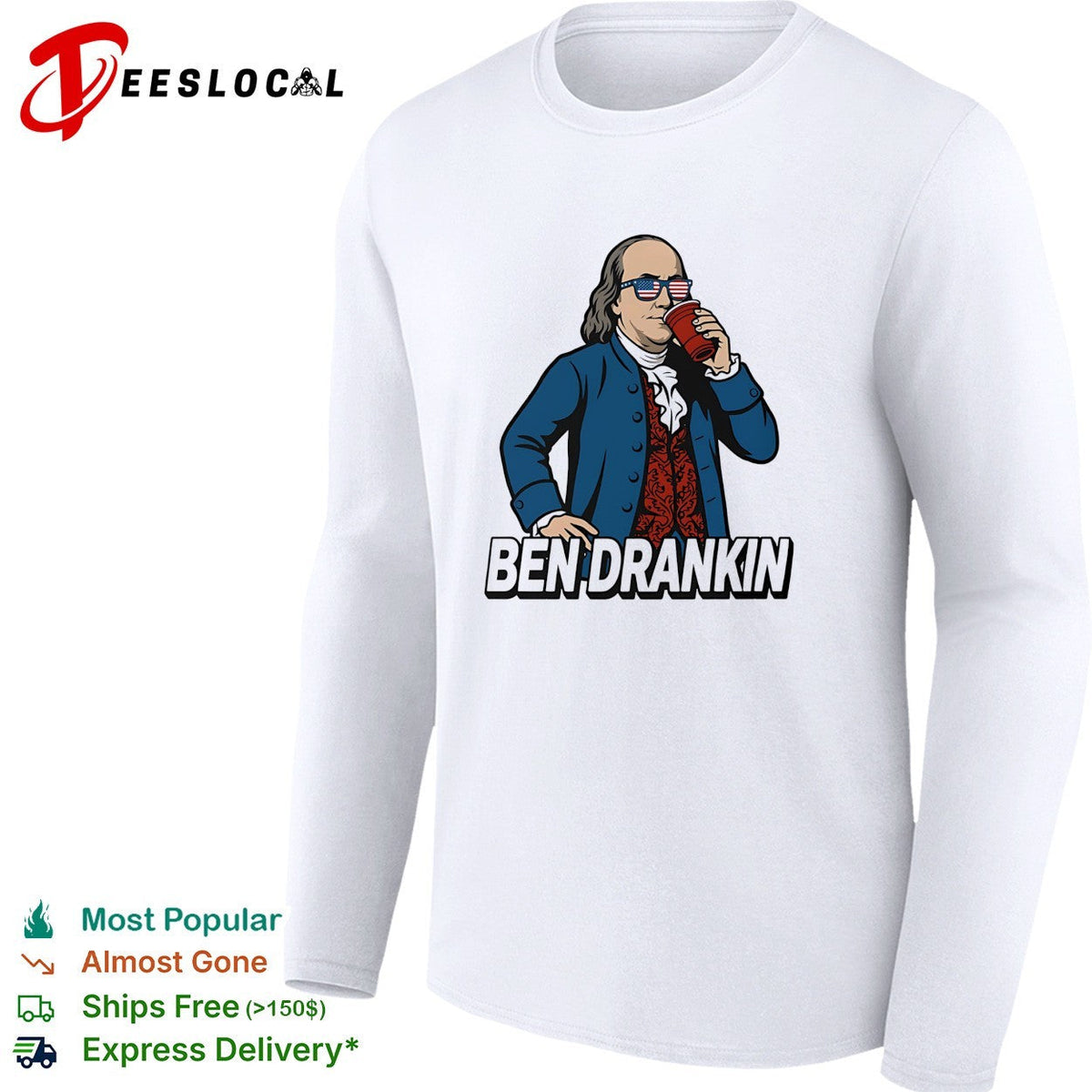 Ben Drankin Benjamin Franklin parody sunglasses drink humor shirt Unisex