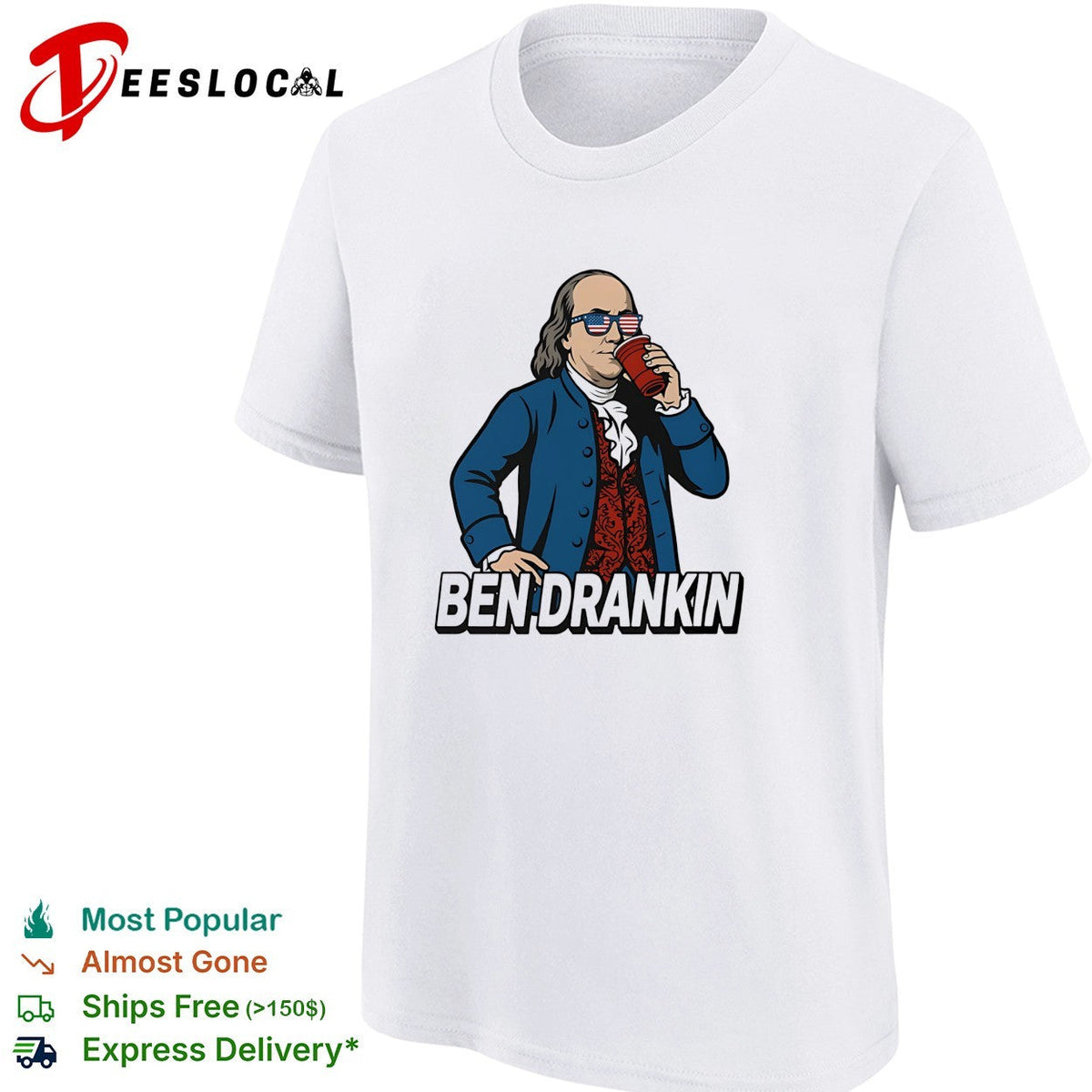 Ben Drankin Benjamin Franklin parody sunglasses drink humor shirt Unisex