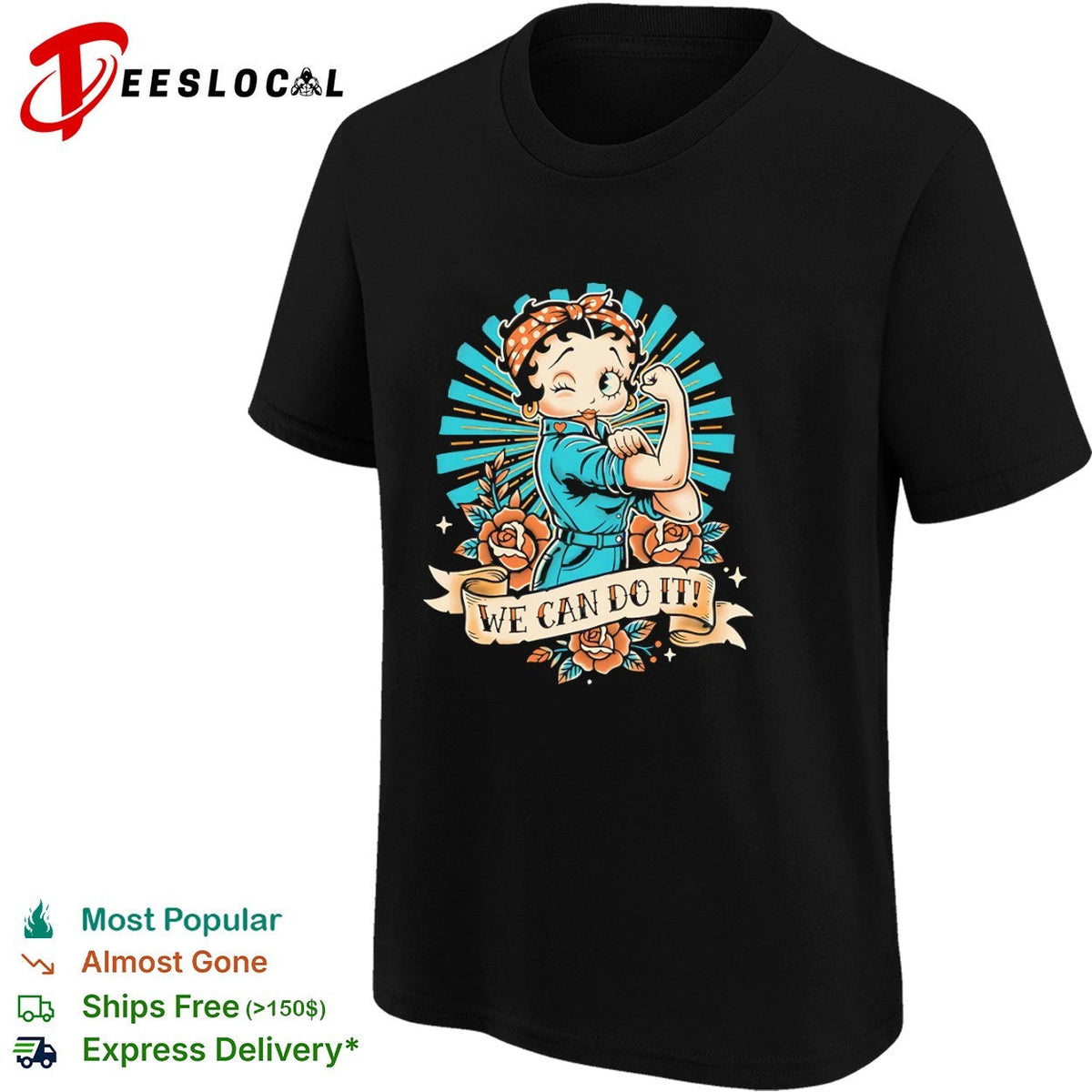 Betty Hoop style of Rosie the Riveter shirt Unisex