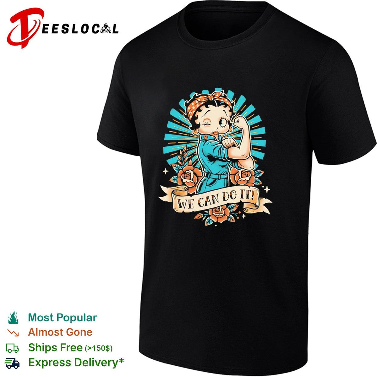 Betty Hoop style of Rosie the Riveter shirt Unisex