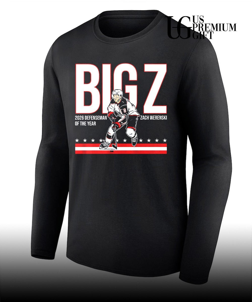 Big Z 2026 Defenseman of the Year Zach Werenski Columbus Blue Jackets hockey shirt Unisex