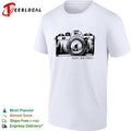 Bigfoot Pacific Northwest camera lens nature forest wilderness adventure shirt Unisex