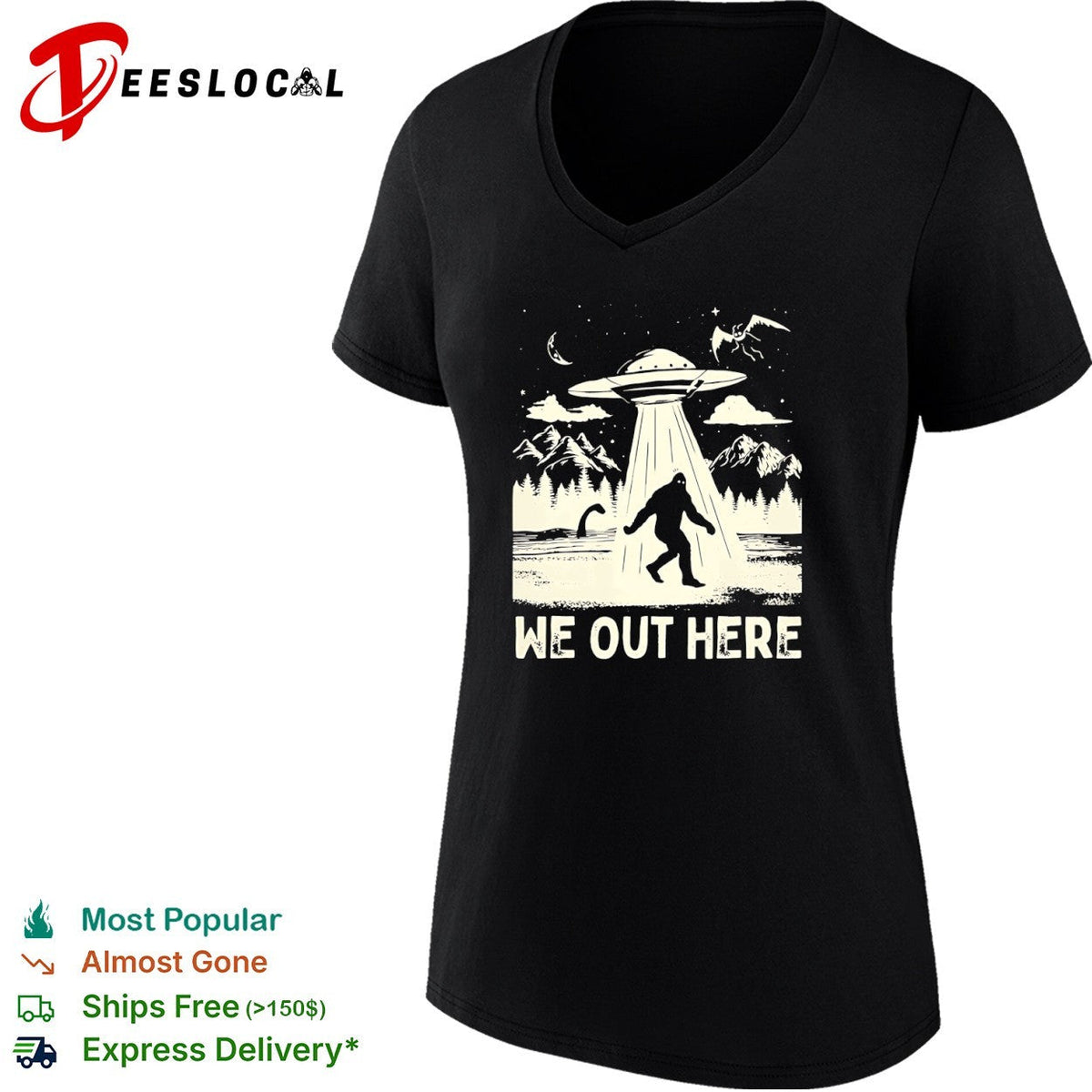 Bigfoot UFO we out here shirt Unisex