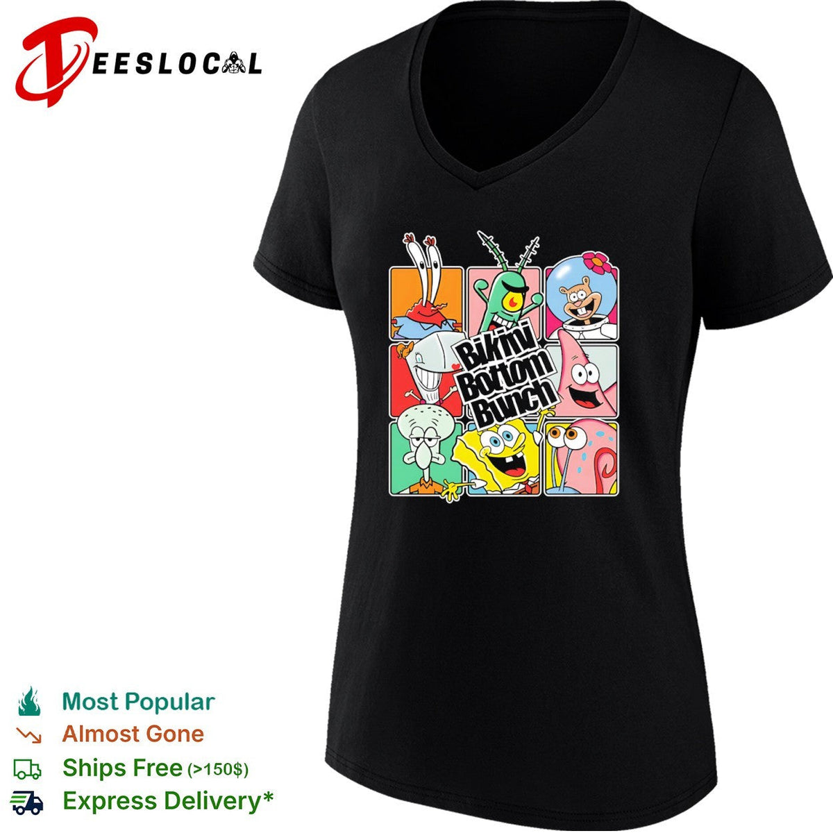 Bikini Bottom Bunch SpongeBob Patrick Squidward Mr Krabs Plankton Sandy shirt Unisex